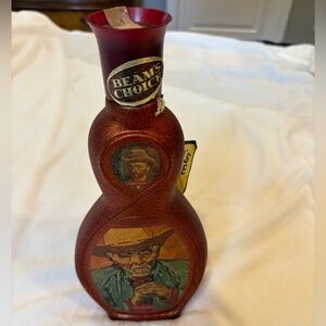 Collectible Beam's Choice Red and Gold Ceramic Art Bottle Van Gogh